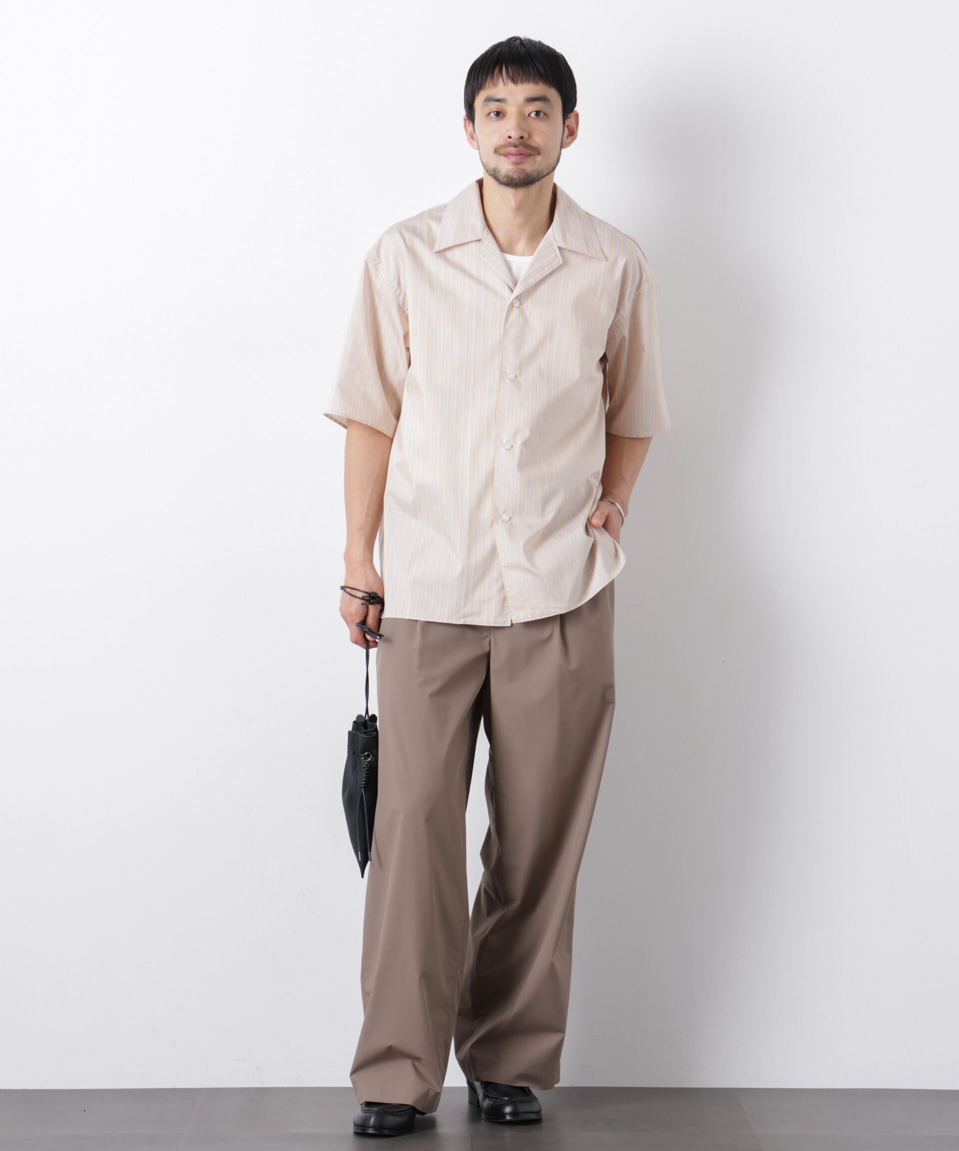 nano･universe「「OtoNANO」オープンカラーストライプ半袖シャツ」|シャツ・ブラウス|