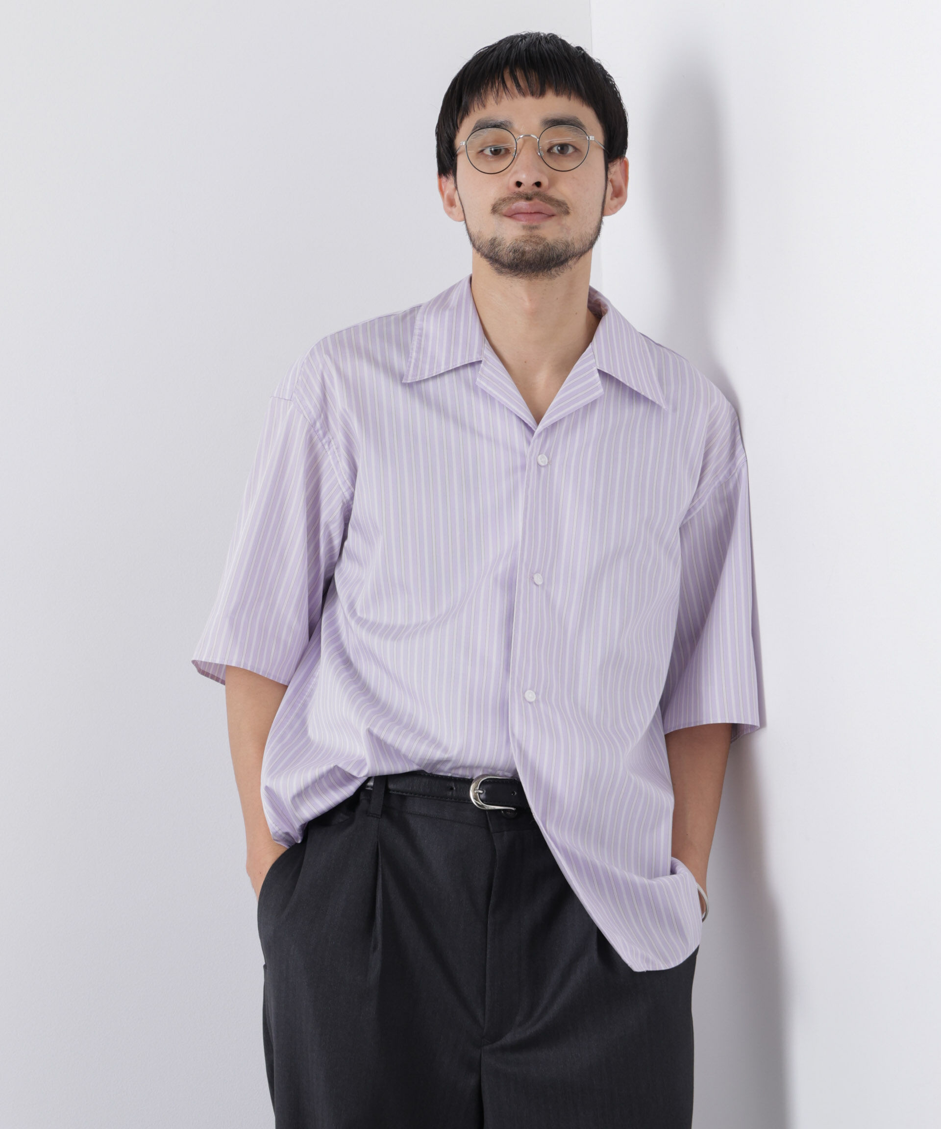 nano･universe「「OtoNANO」オープンカラーストライプ半袖シャツ」|シャツ・ブラウス|