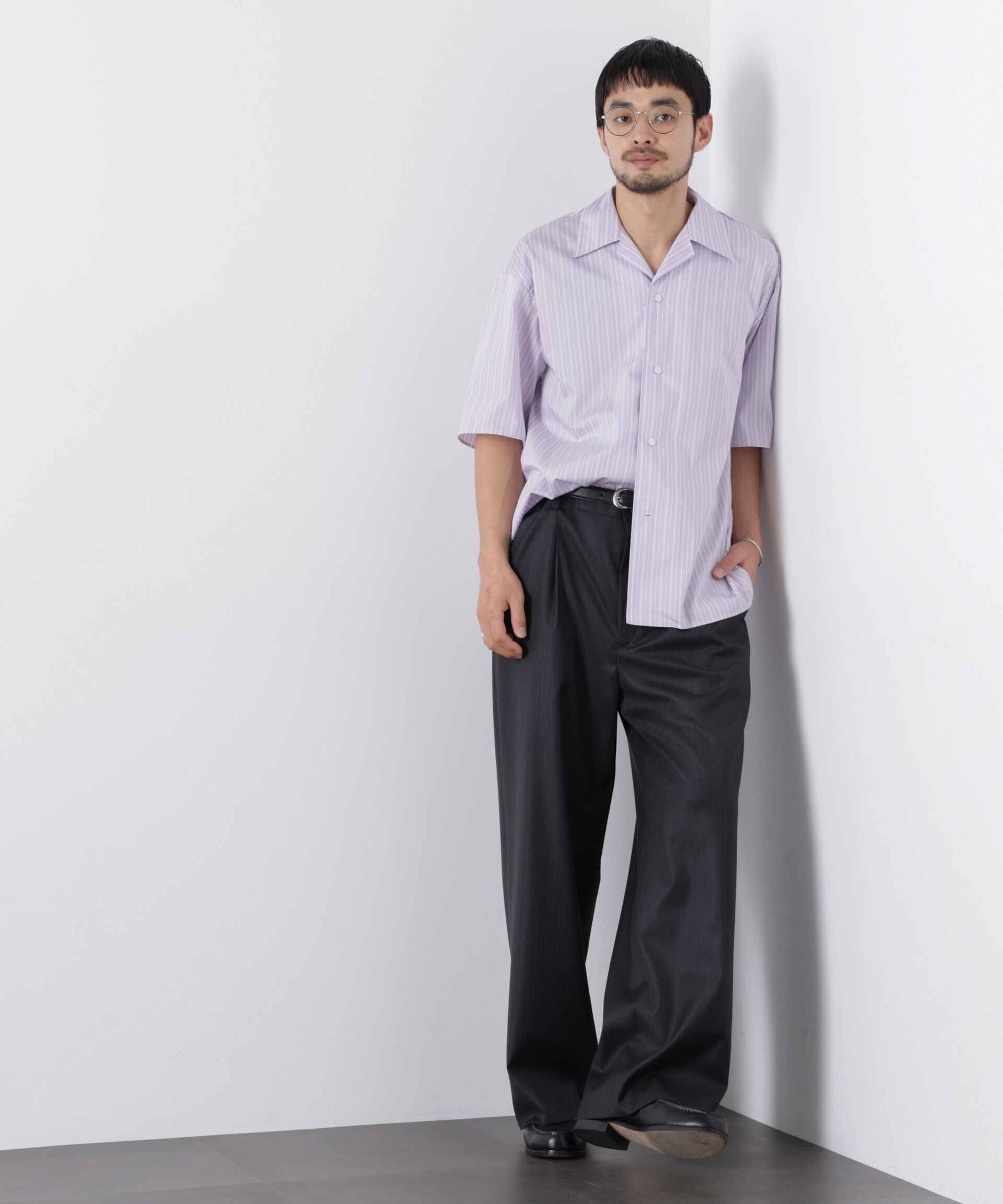 nano･universe「「OtoNANO」オープンカラーストライプ半袖シャツ」|シャツ・ブラウス|