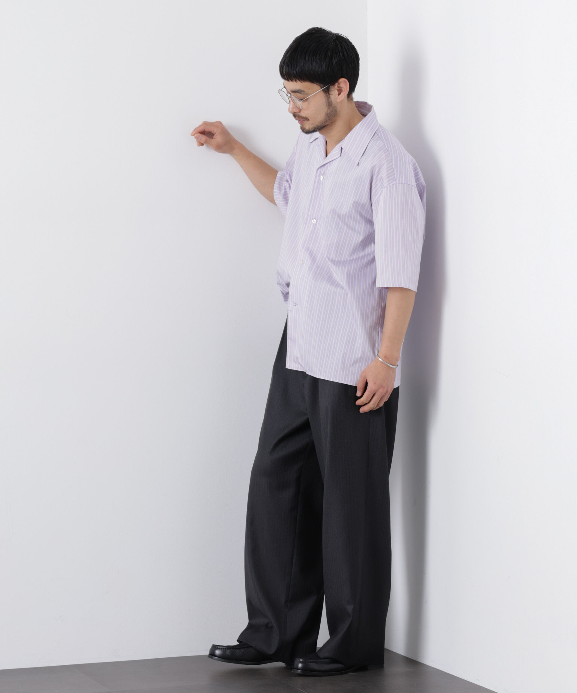 nano･universe「「OtoNANO」オープンカラーストライプ半袖シャツ」|シャツ・ブラウス|