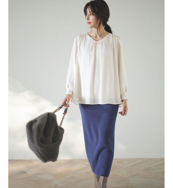 any SiS「【WEB限定】エニポカシリーズVネック ブラウス」|シャツ・ブラウス|