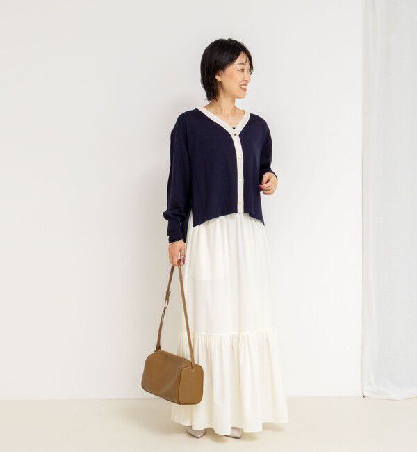 NOLLEY'S「《手洗い可能》《アンサンブル対応》18G天竺ゆったりVネックカーディガン」|カーディガン|