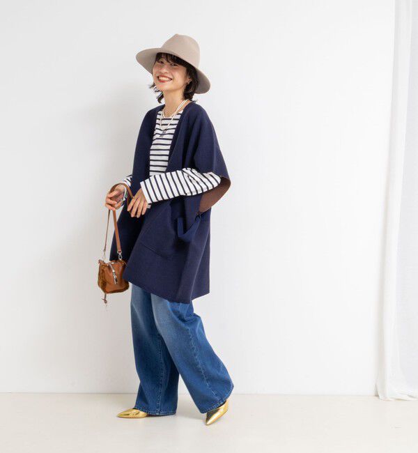 Rie Miller「バイカラー強縮ニットショール」|ニット・セーター|