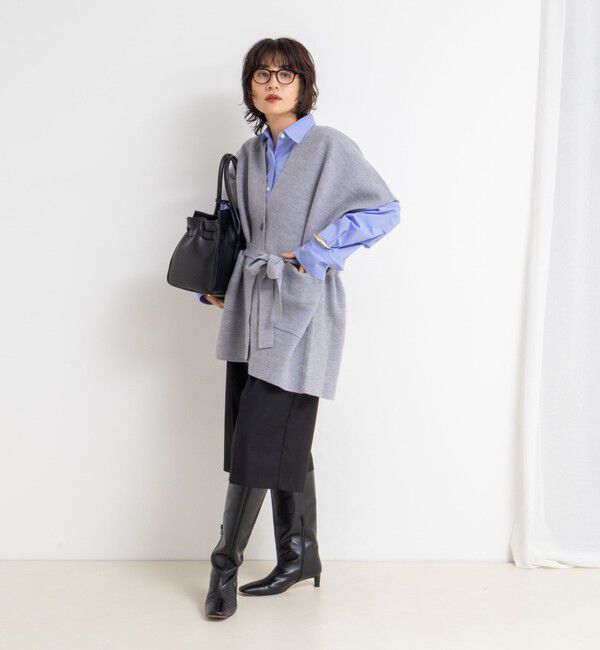 Rie Miller「バイカラー強縮ニットショール」|ニット・セーター|