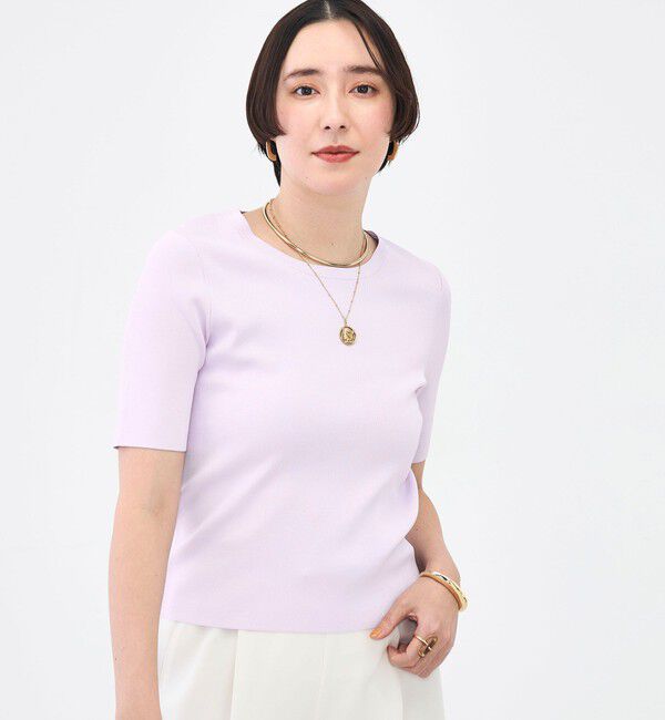 NOLLEY'S sophi「《アンサンブル対応》《手洗い可能》マルチファンクション5分袖プルオーバー」|ニット・セーター|