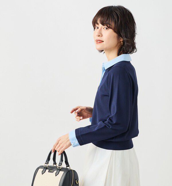 NOLLEY'S sophi「《手洗い可能》シャツレイヤード風スキッパーポロニット」|ニット・セーター|