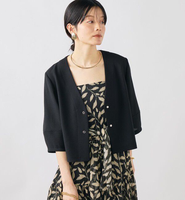 NOLLEY'S「ウォッシャブルヴィンテージメッシュカーディガン」|ブルゾン・スタジャン|ブラック