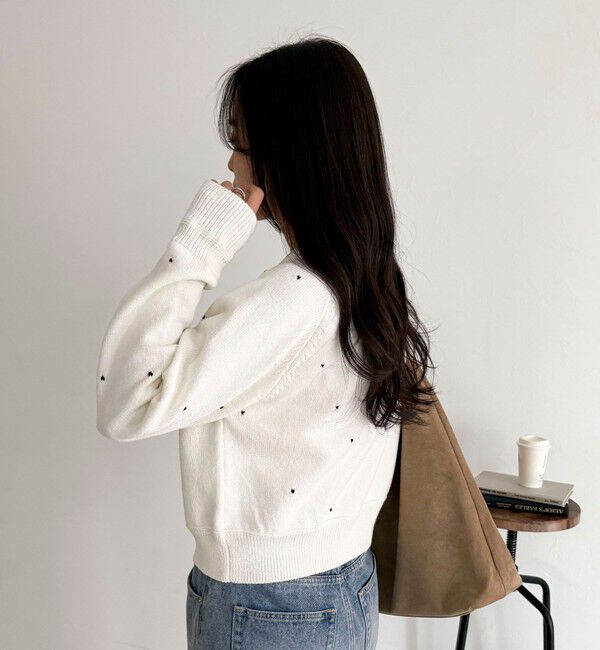 fredy emue「ハンド刺しゅうハートZIPカーディガン」|カーディガン|