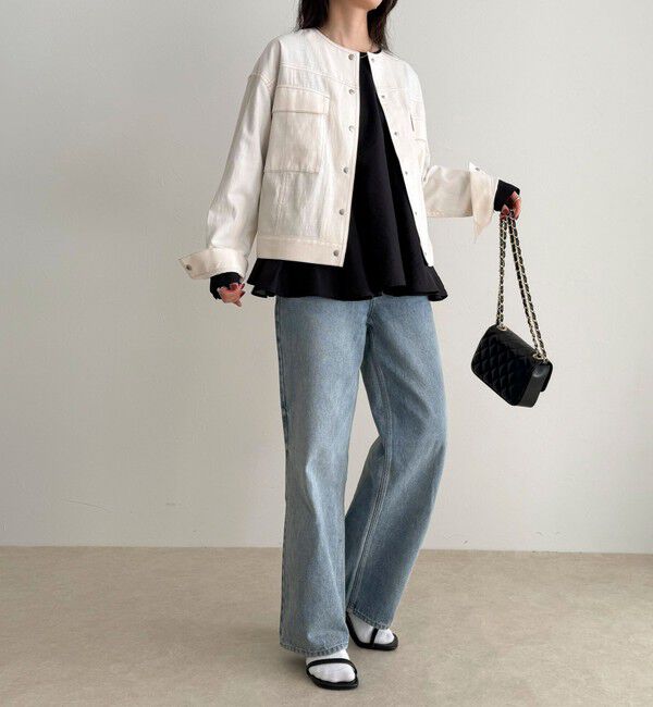 fredy emue「ニュアンスデニムノーカラージャケット」|ノーカラージャケット|