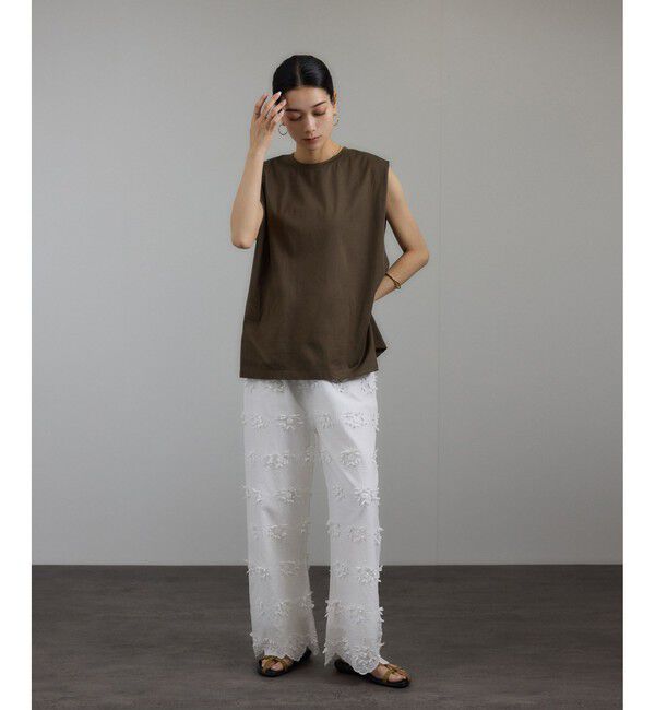 SALON adam et rope'「プリマベールショルダータックノースリーブプルオーバー［UVケア・洗える］」|Tシャツ・カットソー|