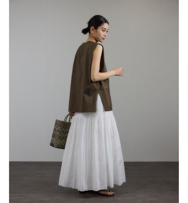 SALON adam et rope'「プリマベールショルダータックノースリーブプルオーバー［UVケア・洗える］」|Tシャツ・カットソー|