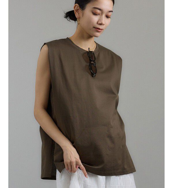SALON adam et rope'「プリマベールショルダータックノースリーブプルオーバー［UVケア・洗える］」|Tシャツ・カットソー|ブラウン系(22)