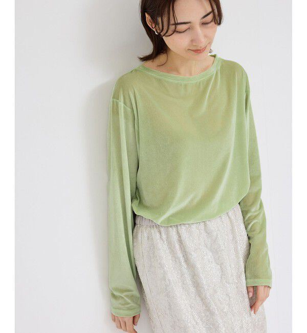 ROPE「シアーベロアクルーネックロングスリーブ」|Tシャツ・カットソー|ライトグリン(33)