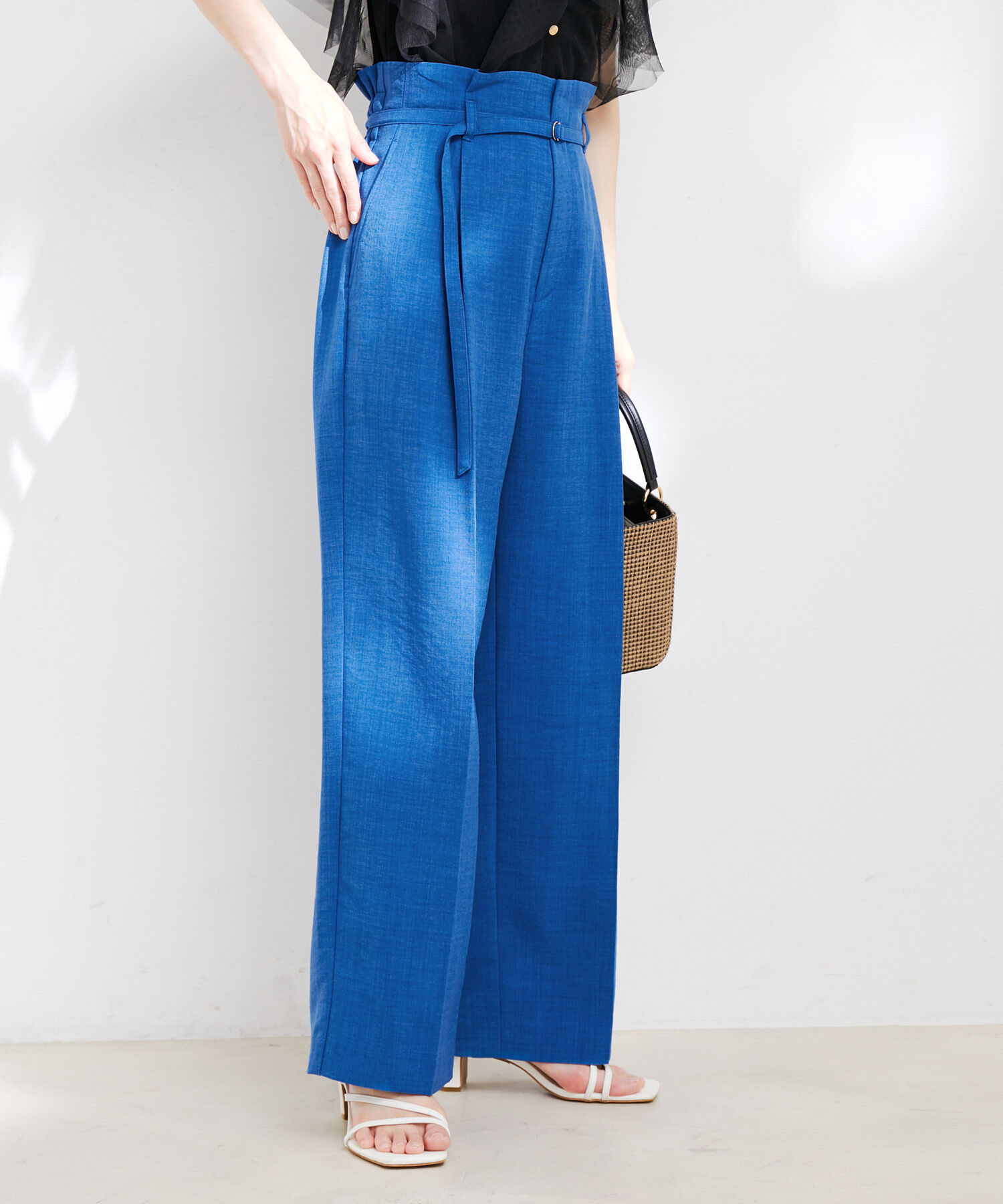 VIS「【接触冷感・洗える】美easy Dカンベルト付きワイドパンツ【セットアップ対応】」|スラックス|