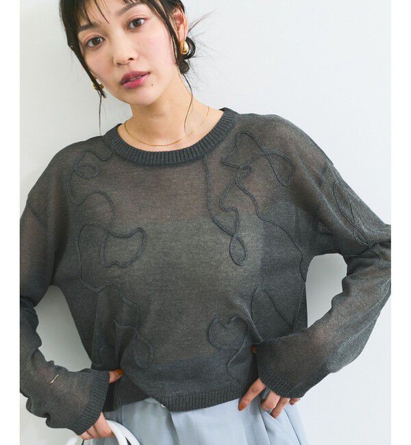 VIS「コード刺繍シアーニット」|ニット・セーター|