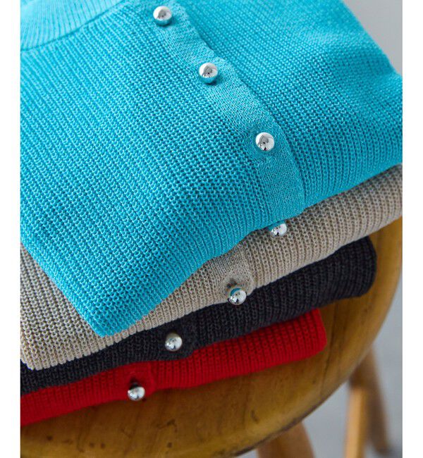 VIS「【WEB限定】多釦ハーフスリーブサマーニットカーディガン」|カーディガン|