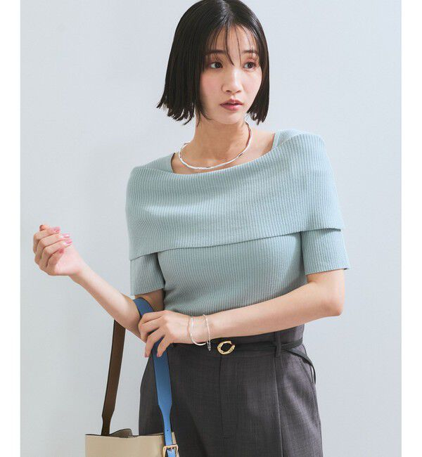 VIS「【アンチピリング/UVケア/洗える】オフショルハーフスリーブニット」|ニット・セーター|