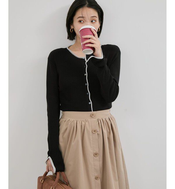 VIS「【WEB/一部店舗限定】配色メローバイカラーカーディガン」|カーディガン|