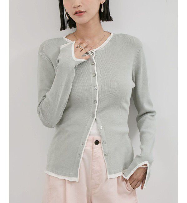 VIS「【WEB/一部店舗限定】配色メローバイカラーカーディガン」|カーディガン|