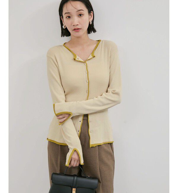 VIS「【WEB/一部店舗限定】配色メローバイカラーカーディガン」|カーディガン|