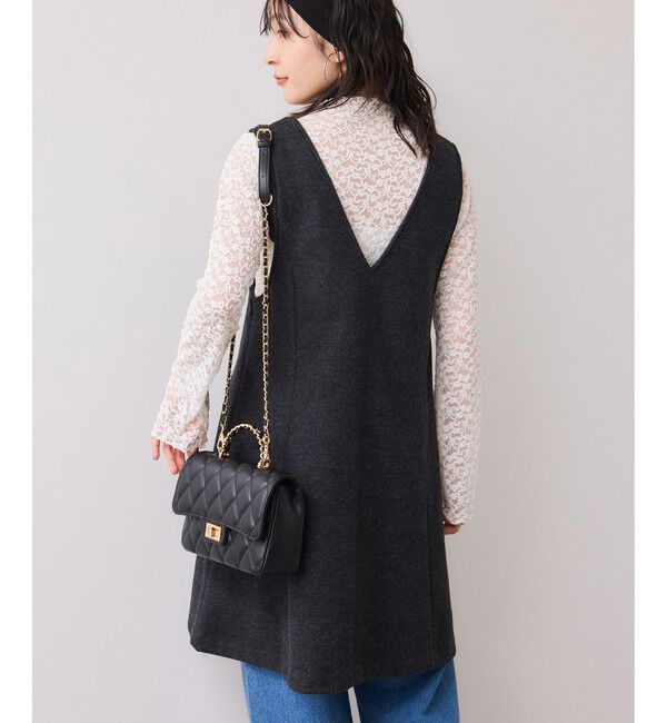 VIS「シャギーVネックミニ丈ジャンパースカート」|ワンピース|