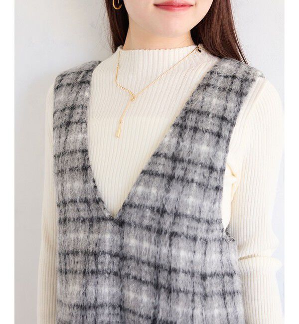 VIS「シャギーVネックミニ丈ジャンパースカート」|ワンピース|