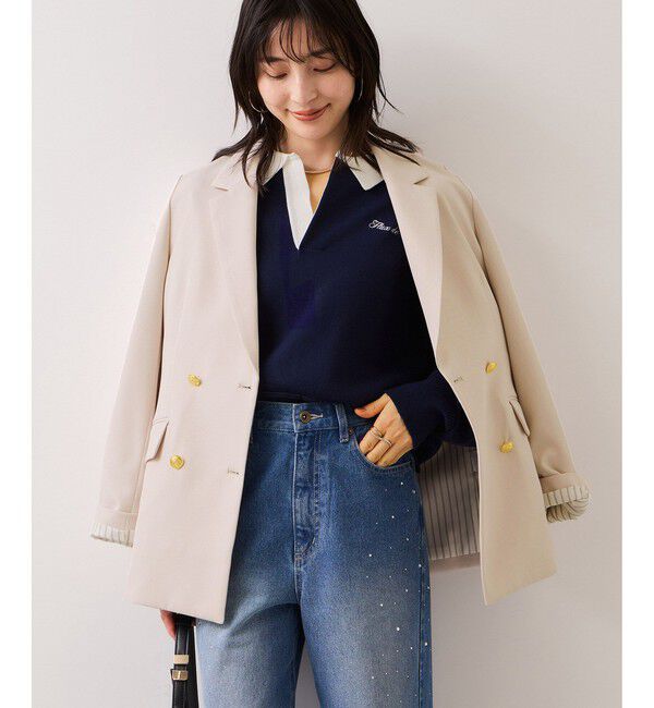 VIS「【美easy】コンフォート金ボタンジャケット/イージーケア・UVケア・セットアップ対応」|テーラードジャケット|