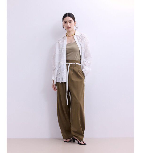 ADAM ET ROPE'「【WEB限定】ハイウエストカーブパンツ」|チノ|