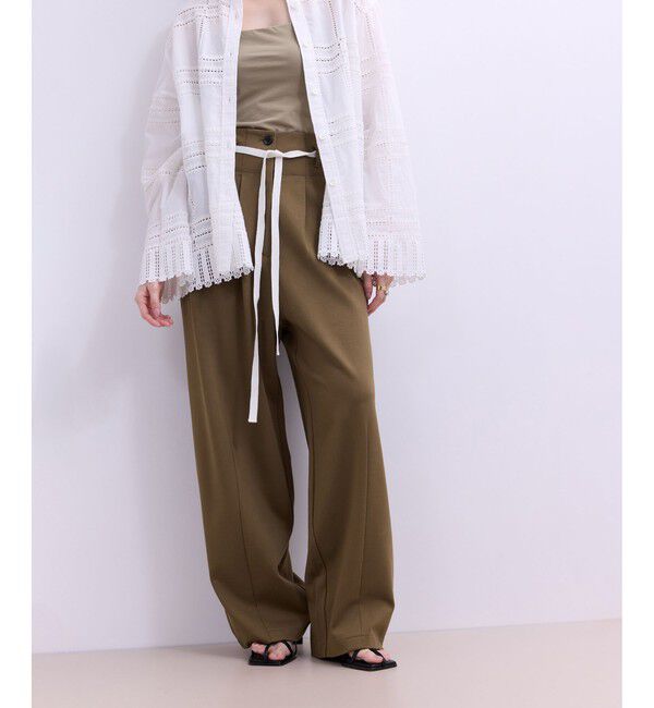 ADAM ET ROPE'「【WEB限定】ハイウエストカーブパンツ」|チノ|