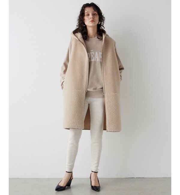 THE PAUSE「【THE PAUSE】ボアフードロングジレ」|ベスト・ジレ|