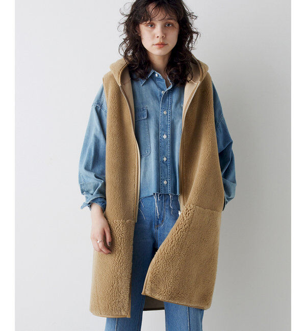 THE PAUSE「【THE PAUSE】ボアフードロングジレ」|ベスト・ジレ|