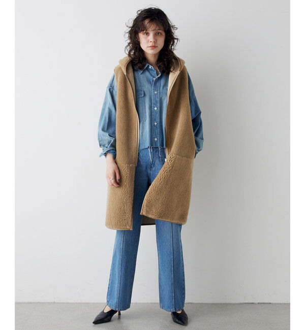 THE PAUSE「【THE PAUSE】ボアフードロングジレ」|ベスト・ジレ|