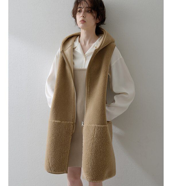 THE PAUSE「【THE PAUSE】ボアフードロングジレ」|ベスト・ジレ|