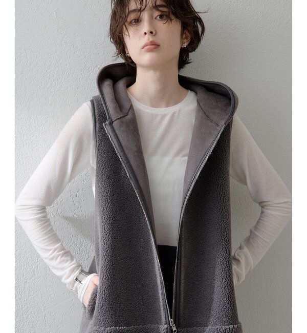 THE PAUSE「【THE PAUSE】ボアフードロングジレ」|ベスト・ジレ|