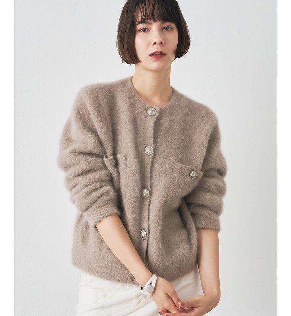  「ファーボタンジャケット」|ニット・セーター|