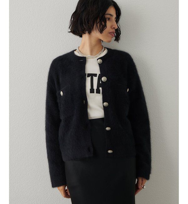  「ファーボタンジャケット」|ニット・セーター|