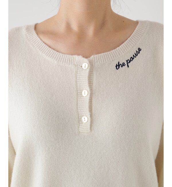 THE PAUSE「【THE PAUSE】ヘンリーネック刺繍プルオーバー」|ニット・セーター|