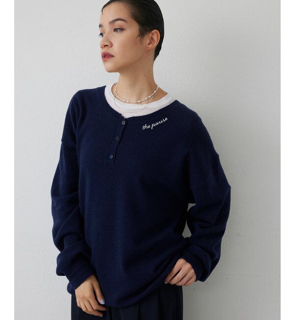 THE PAUSE「【THE PAUSE】ヘンリーネック刺繍プルオーバー」|ニット・セーター|