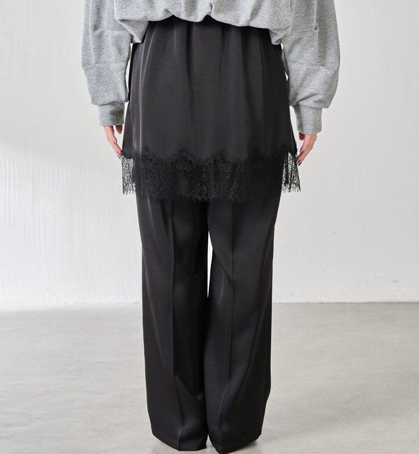  「【セットアイテム】サテンレースレイヤードパンツ/レイヤード」|チノ|