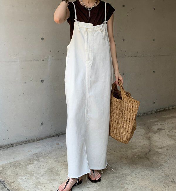  「裾フリンジデニムジャンスカ」|ワンピース|