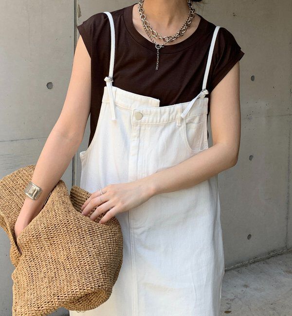  「裾フリンジデニムジャンスカ」|ワンピース|