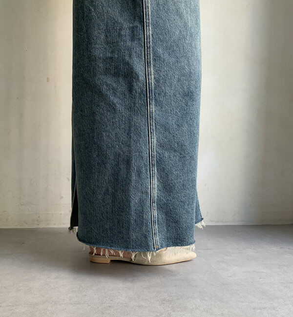  「裾フリンジデニムジャンスカ」|ワンピース|