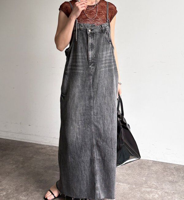  「裾フリンジデニムジャンスカ」|ワンピース|