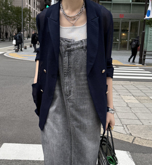  「裾フリンジデニムジャンスカ」|ワンピース|