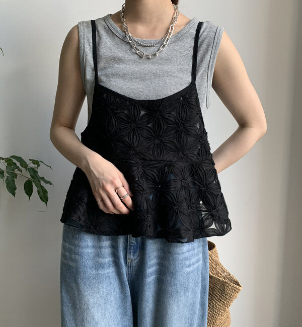  「【WEB限定】チュールフラワーキャミ」|シャツ・ブラウス|