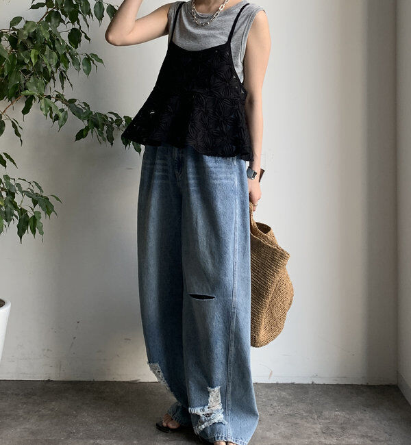  「【WEB限定】チュールフラワーキャミ」|シャツ・ブラウス|