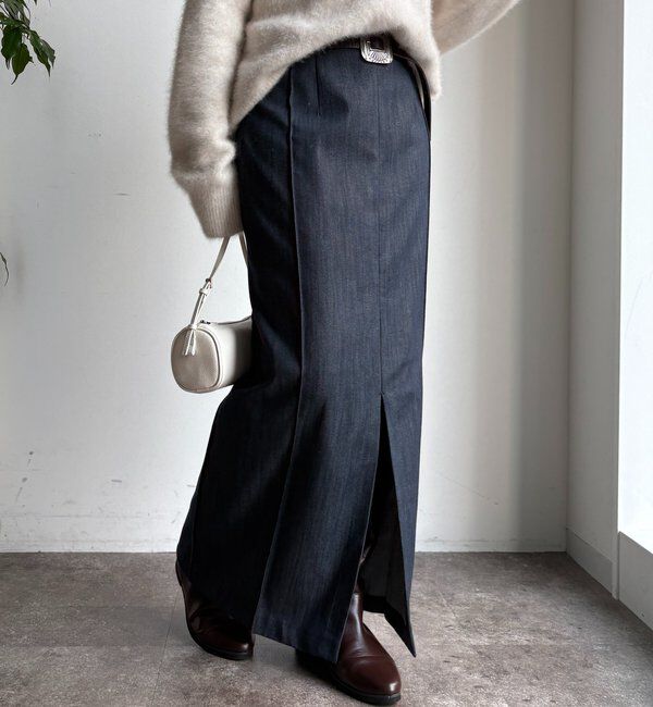  「【一部WEB限定カラー】リヨセルデニムボックスピンタックスカート」|スカート|