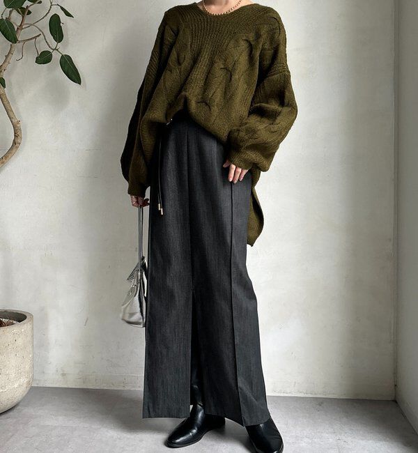  「【一部WEB限定カラー】リヨセルデニムボックスピンタックスカート」|スカート|