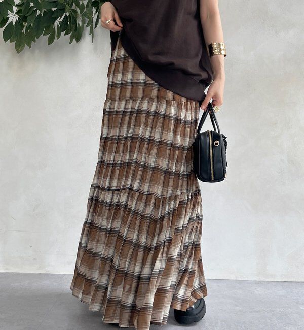  「チェックワッシャースカート」|スカート|