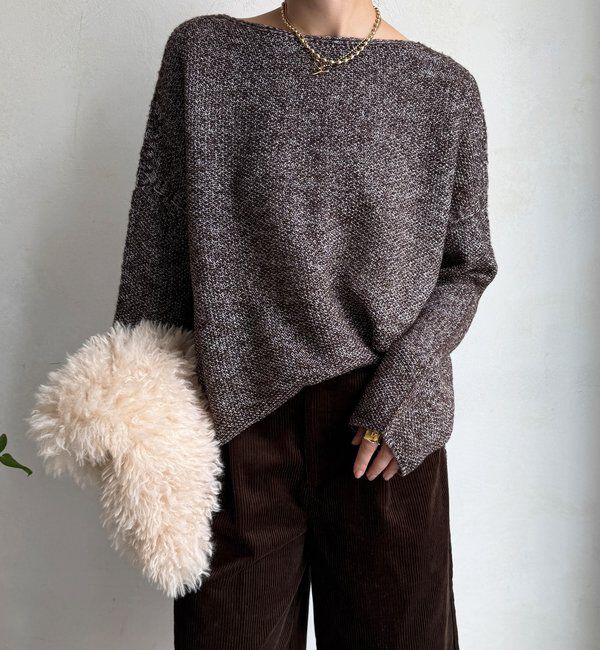  「ウールメランジ鹿の子プルオーバー」|ニット・セーター|